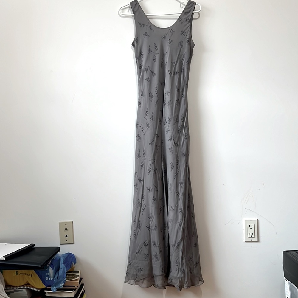 INC International Concepts 100% silk maxi dress - gray floral - size 8